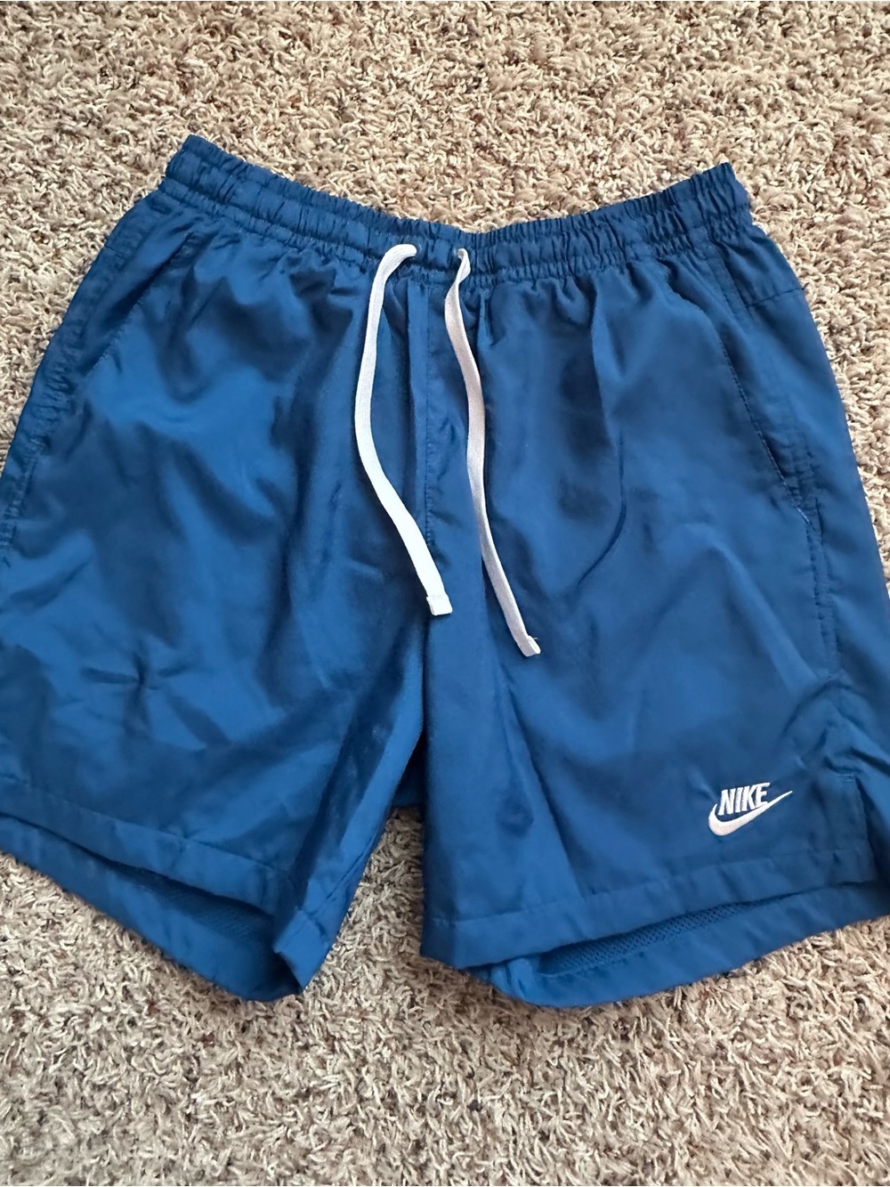 Nike Light Blue Mesh Athletic Shorts with White Label
